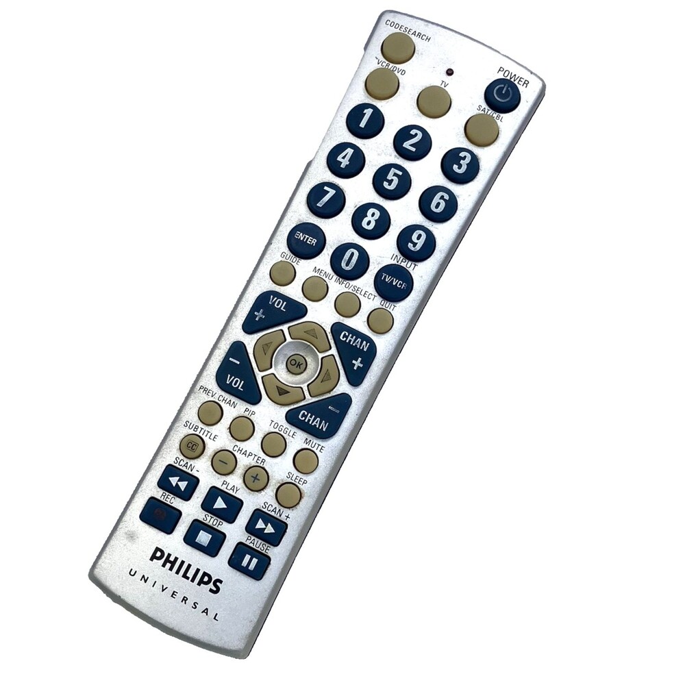 Philips Universal Wireless Remote TV DVD VCR Audio Original Silver